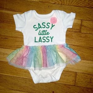 Baby Girl Newborn Onesie - "Sassy Little Lassy" - Size NB - Saint Patrick's Day